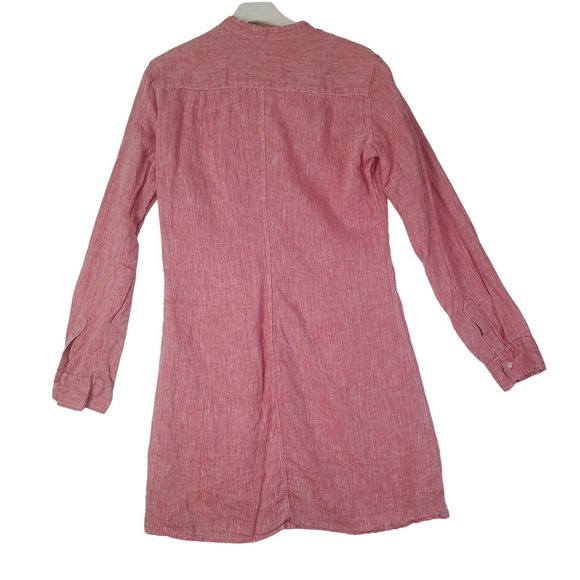 FRANK & EILEEN Women Shirt Dress Murphy Coral Button Up 100% Linen Itali… - Picture 3 of 9
